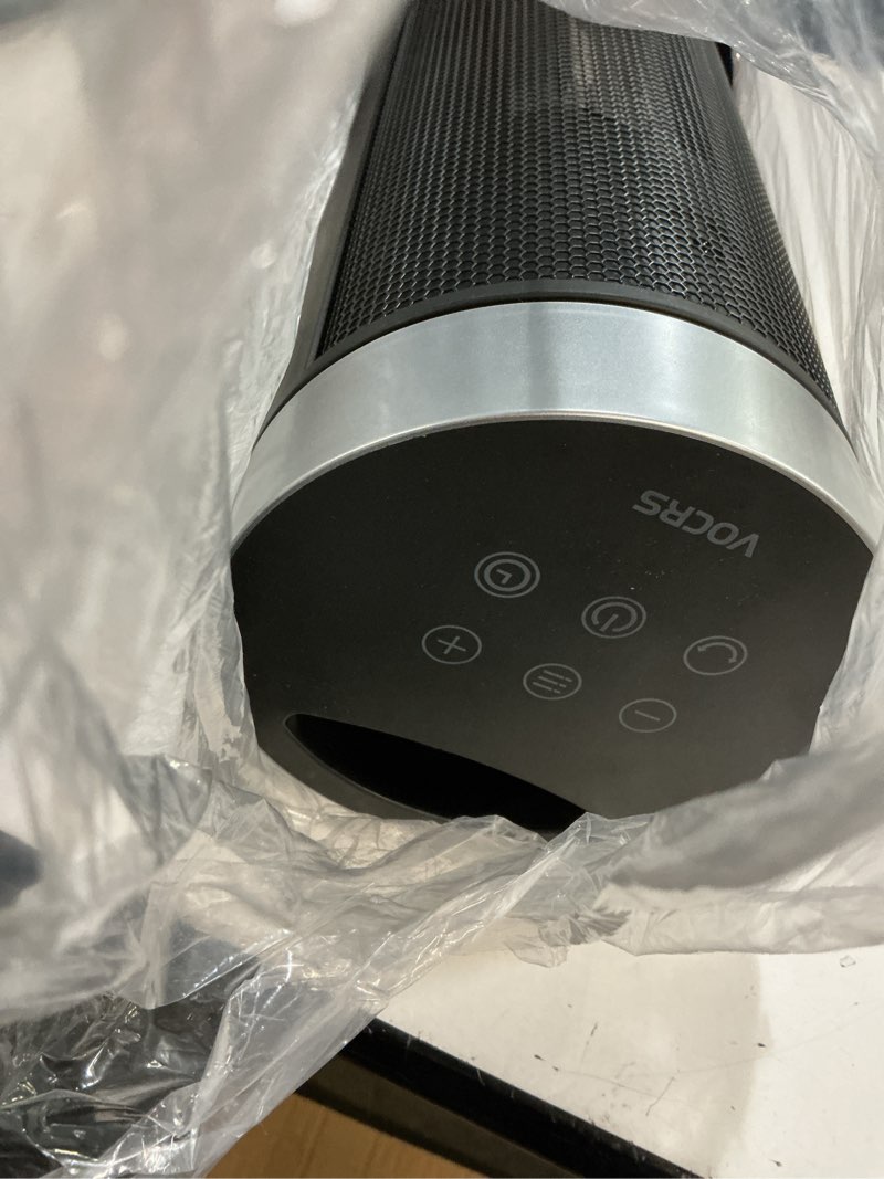 Condition photo showing As Is for space heater for indoor use with remote - 70° oscillating tower electric heater, 24 inchs, 12h timer, 1500w quiet ptc ceramic heating with thermostat, fast safety heat for office, home, bedroom