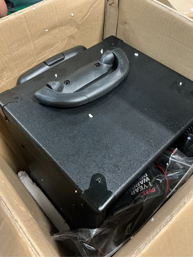 Condition photo showing Good Condition for wireless portable pa speaker system - 400w bluetooth compatible rechargeable battery powered outdoor sound stereo speaker microphone set w/handle, wheels - 1/4" to aux, rca cable - pyle pwma230bt