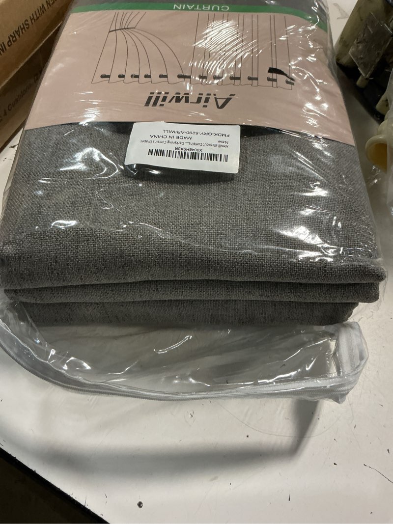 Condition photo showing Good Condition for airwill blackout curtains - thermal insulated grommet drapes for bedroom & living room, room darkening textured panels, window curtains with grommets(52x90 inch, charcoal grey)