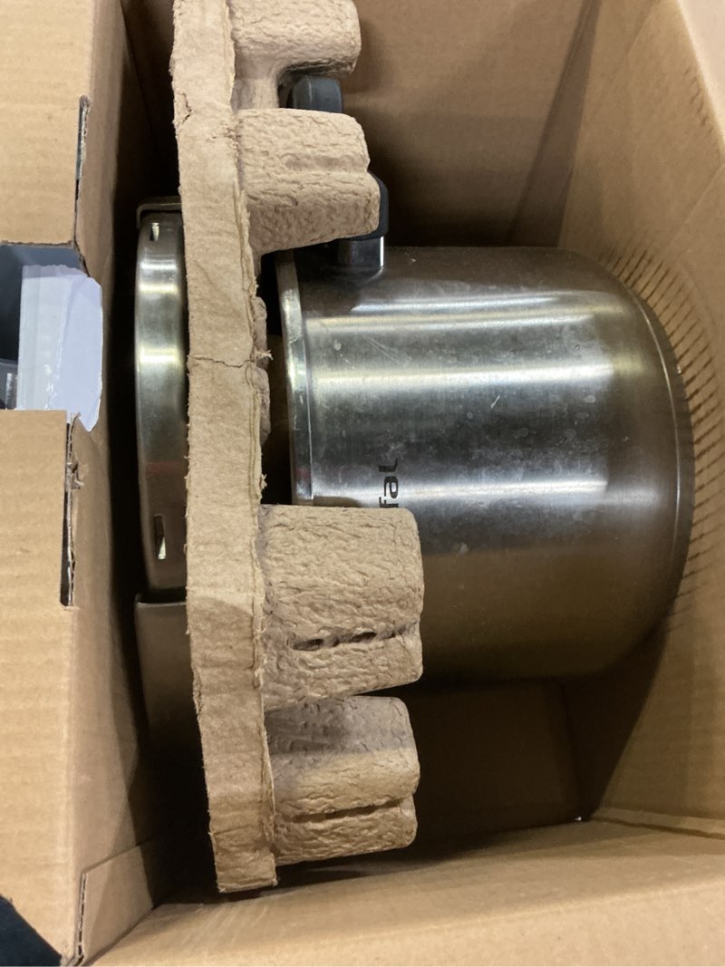 Condition photo showing As Is for T-fal Clipso Stainless Steel Pressure Cooker 6.3 Quart, Induction , Secure locking System, One Hand System, Recipe Book Included, Cookware, Pots and Pans, Kitchen, Dishwasher Safe, Silver