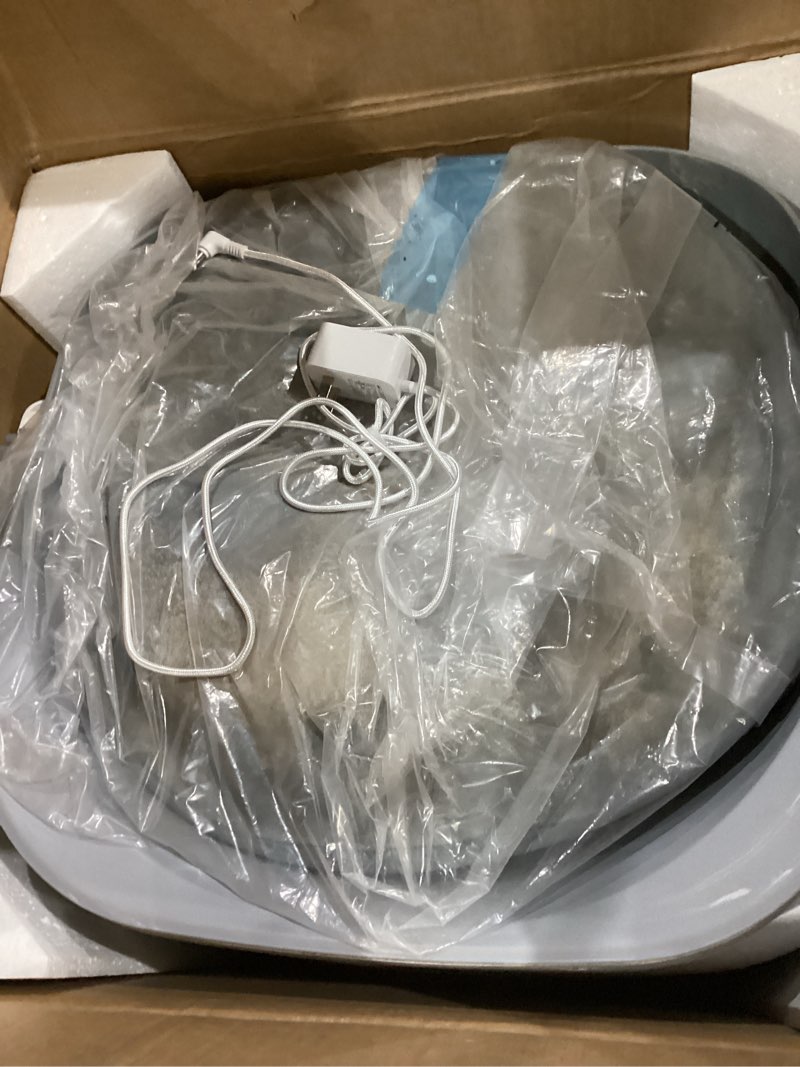 Condition photo showing As Is for thereye automatic litter box with entry step, open-top self cleaning litter box, 11 safety protections & app control, odor control smart cat litter box with trash bags/litter mat white