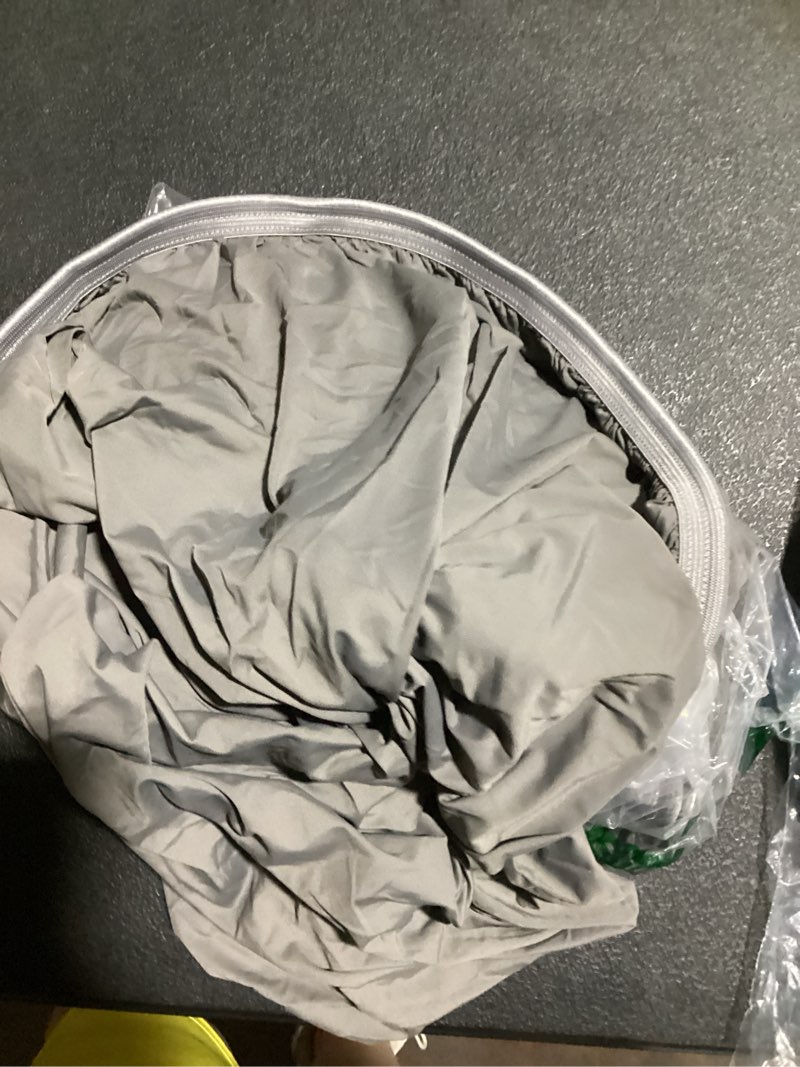 Condition photo showing Good Condition for queen silk satin fitted sheet, soft deep pocket single bottom bed sheets sold separately, wrinkle free, non- fading, breathable, fully elasticized(queen size, dark grey) dark grey queen