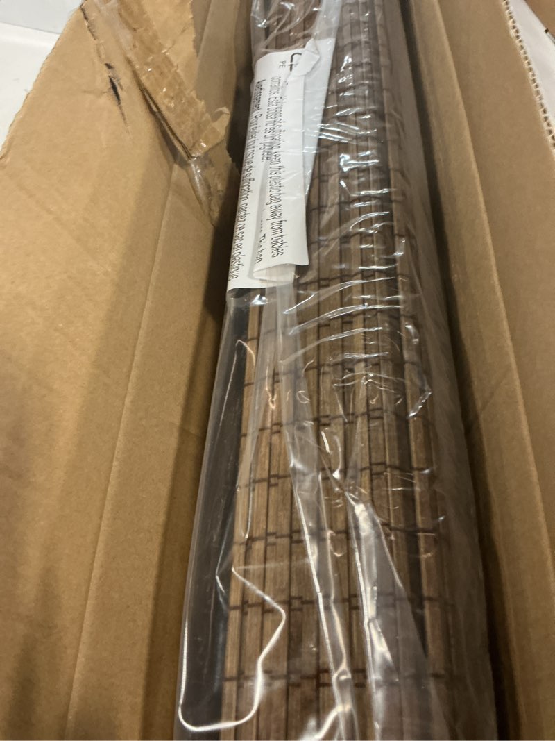 Condition photo showing New/Like New for lazblinds cordless bamboo roman shades, privacy blinds for interior windows, room darkening roll up bamboo blinds for home & patio, 20" w x 64" h, highfield teak pricacy - highfield teak 20" w x 64" h