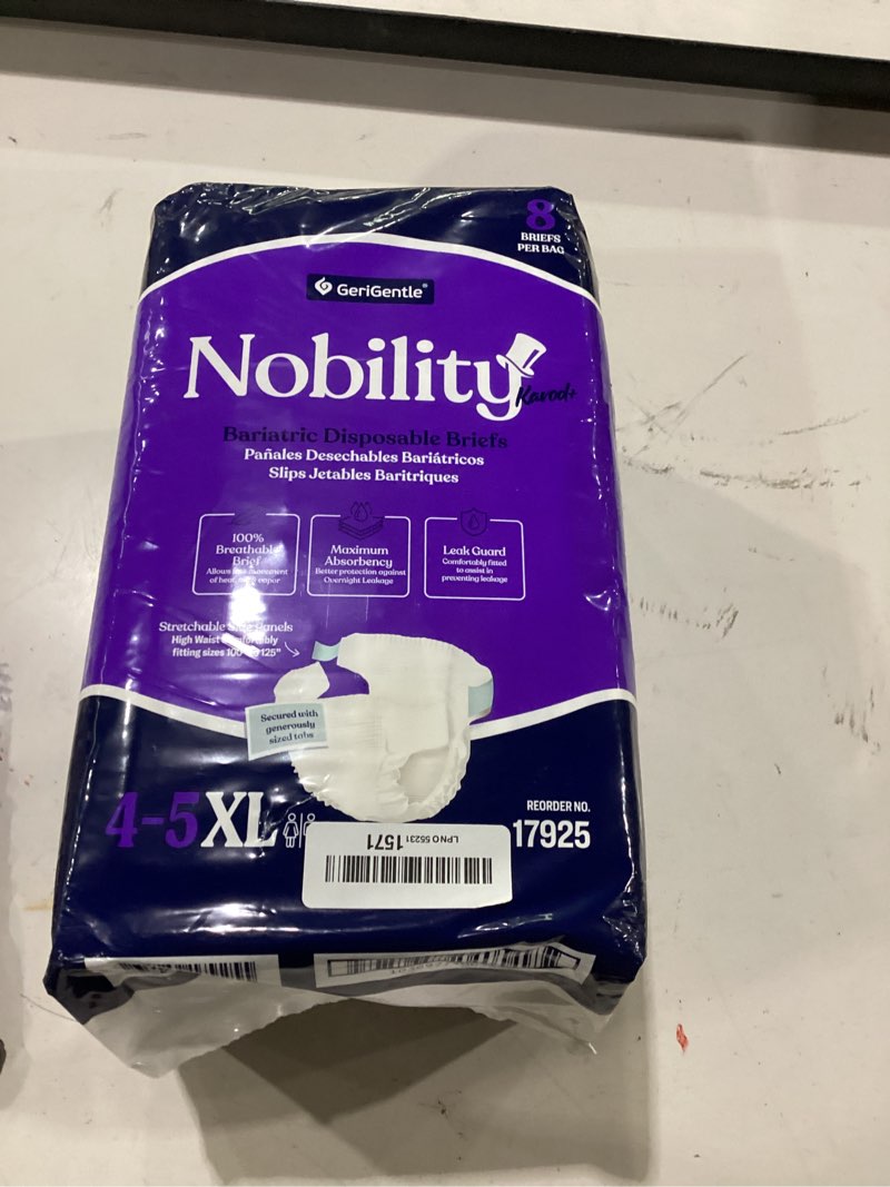 Condition photo showing Good Condition for 4-5xl adult diapers for women and men - 8 bariatric disposable briefs with tabs and stretchable side panels - 100% breathable with maximum absorbency 1 pack