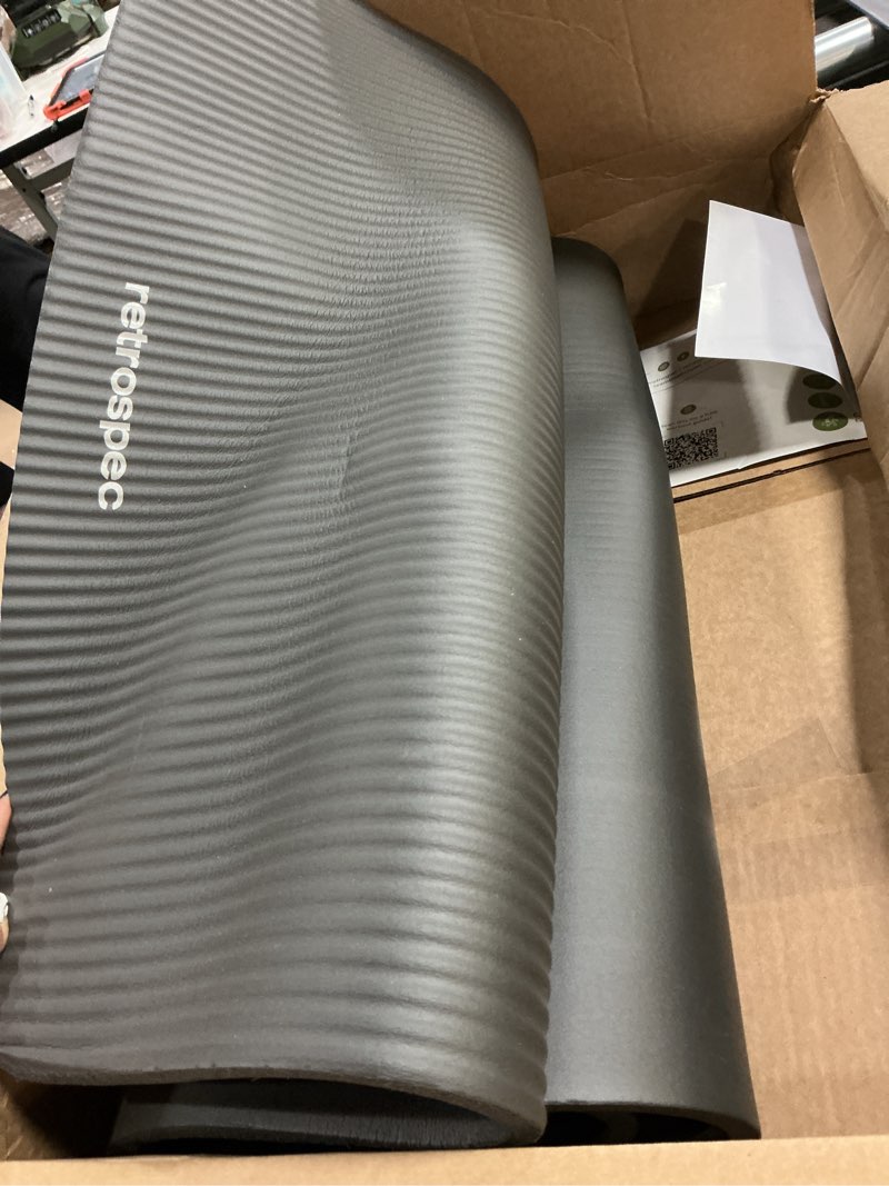 Condition photo showing Good Condition for retrospec solana yoga mat thick 1/2in non-slip workout mat with nylon strap - 72x24in exercise mat for pilates, stretching & fitness - bpa free, easy clean graphite 1/2 inch