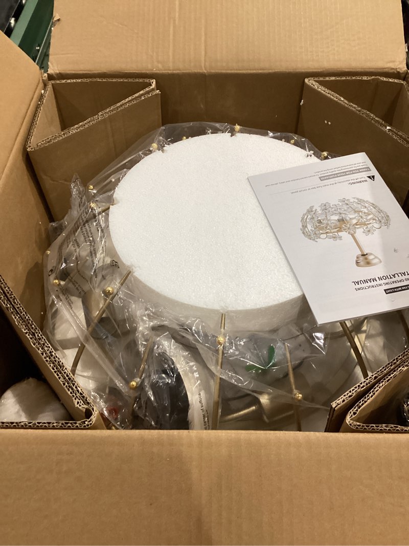 Condition photo showing Good Condition for 20" Gold Crystal Fandelier Ceiling Fan with Light, Mid-Century Flower Chandelier Ceiling Fan with Light Remote Control, Modern Caged 6 Speeds for Bedroom, Nursery, Foyer, Living Room Flower Crystal Chandelier