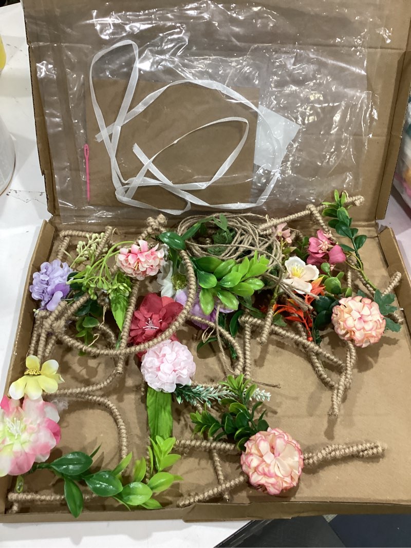 Condition photo showing As Is for sunbeauty 2 pcs wildflower birthday party decorations 13.2ft sturdy hemp rope metal happy birthday banner handmade hanging banner 3d garland garden tea party floral decorations for girls women baby