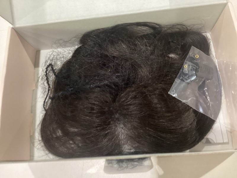 Condition photo showing Good Condition for s-noilite hair toppers for women real human hair with breathable handmade base natural black 100% human hairtoppers no bangs 11inch hairpieces for women add volume daily wear 11 inch #02 dark brown(side)