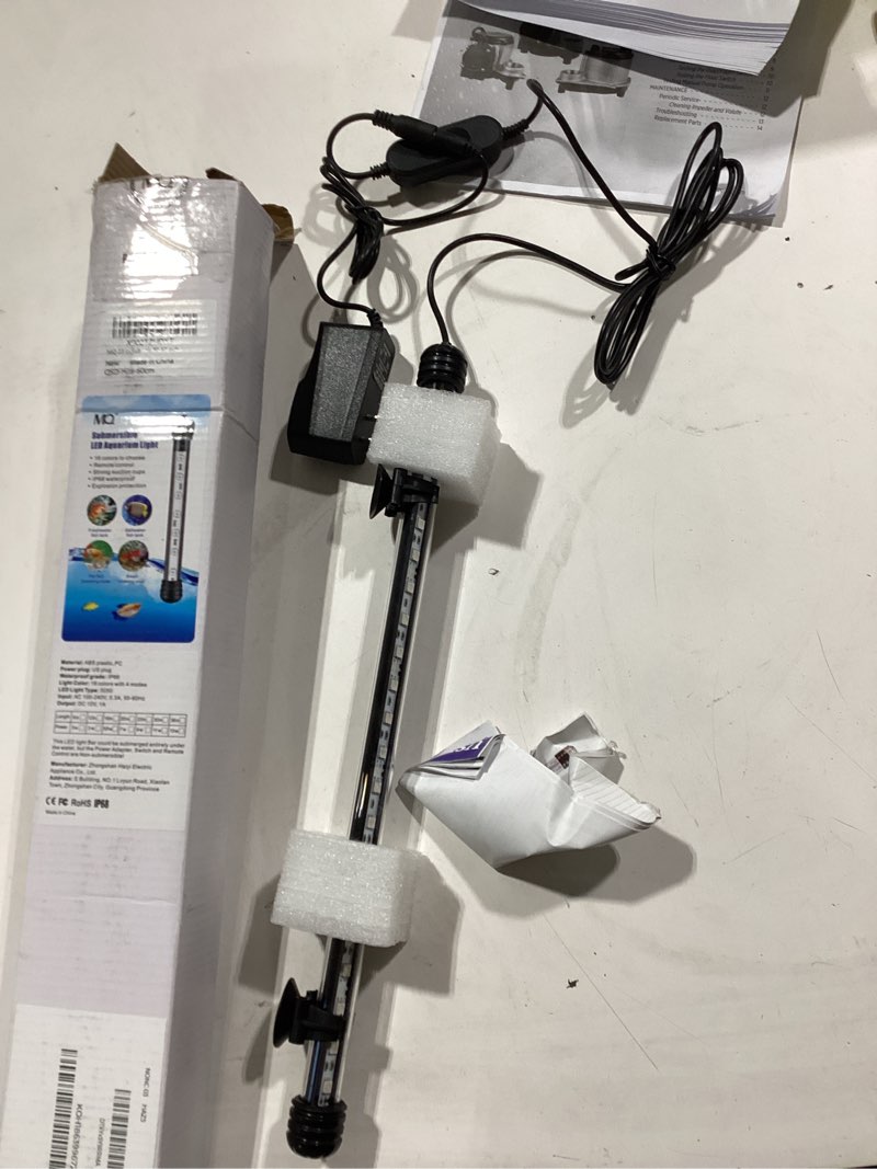Condition photo showing Good Condition for mq 23 in submersible led aquarium light, 9w color changing fish tank light with remote control, ip68 crystal glass 30 leds lights bar, for fish tank 30-37 inch 30led-length 23"