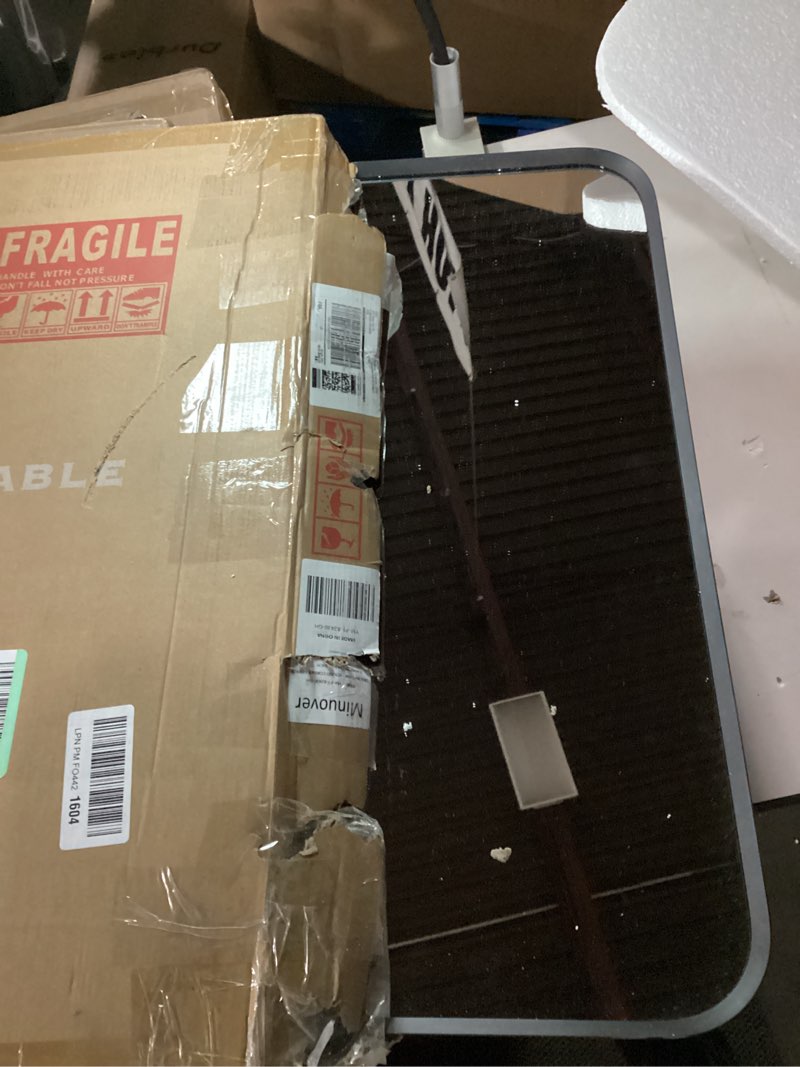 Condition photo showing Good Condition for Wall Mount Mirror for Bathroom, Brushed Black Metal Framed Rounded Corner Rectangular Vanity Mirror (24" x 30", Black) Rectangle Black 30"L x 24"W