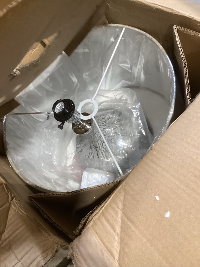 Condition photo showing Good Condition for deco 79 glass room table lamp accent lamp with faux mercury glass finish, lamp 16" x 16" x 27", silver