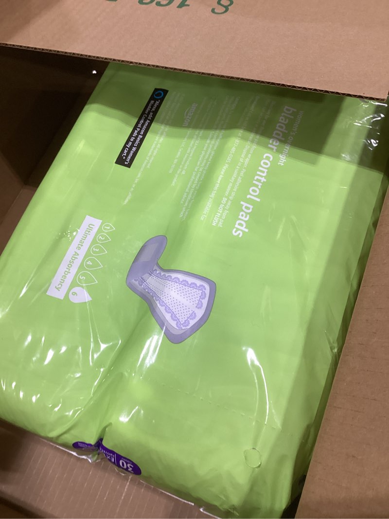 Condition photo showing New/Like New for Amazon Basics Incontinence Pads for Women, Bladder Control, Postpartum, Overnight Absorbency, Unscented, 60 Count (2 Packs of 30) Pack of 2 60.0