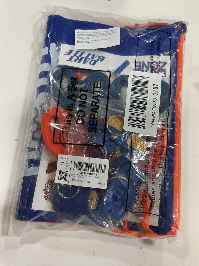 Condition photo showing New/Like New for sureio 138 pcs dart battle party supplies include wars goody treat bags dart themed silicone rubber bracelet wristbands keychain temporary tattoos for battle birthday party favors