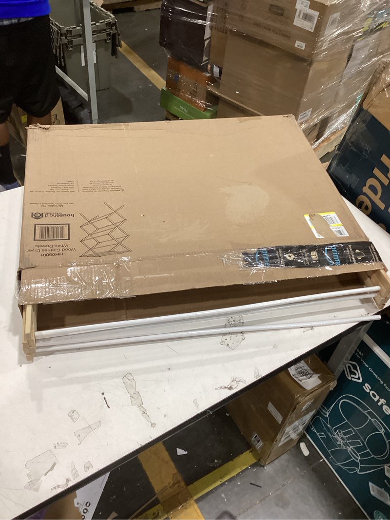 Condition photo showing Good Condition for household essentials 5001 collapsible folding wooden clothes drying rack for laundry | pre assembled natural/white birch