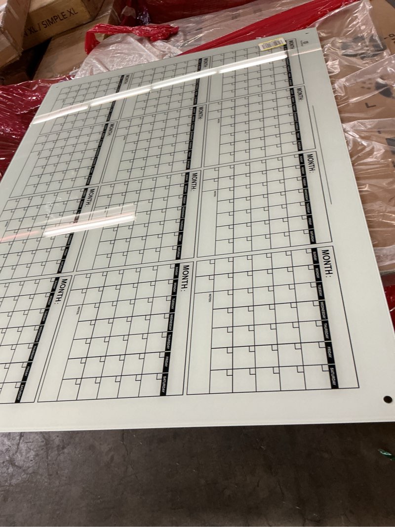 Condition photo showing As Is for Glass Whiteboard Calendar 34"x46" Yearly Planner 