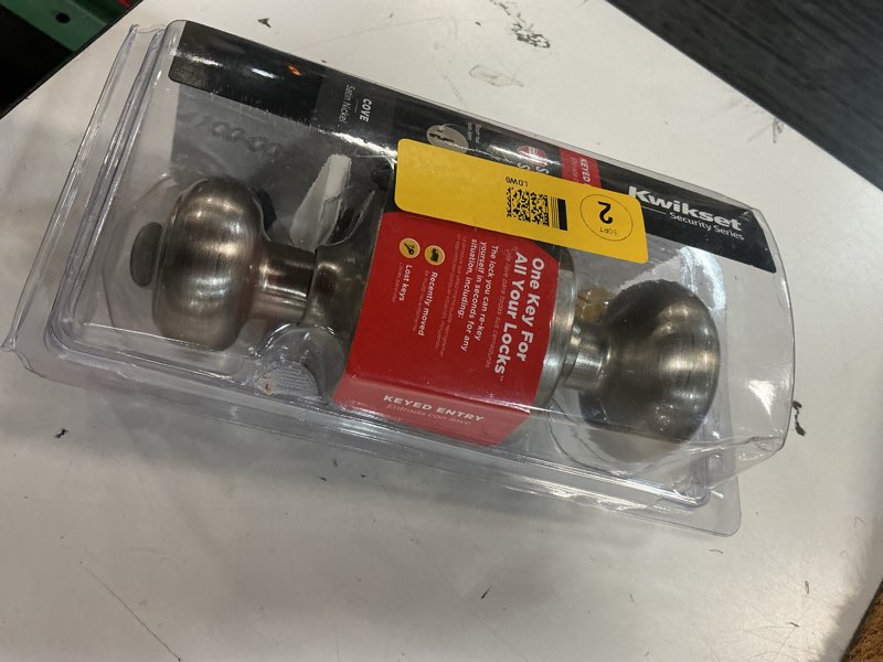 Condition photo showing As Is for kwikset smartkey security satin nickel entry knob kw1 2-3/4 in.
