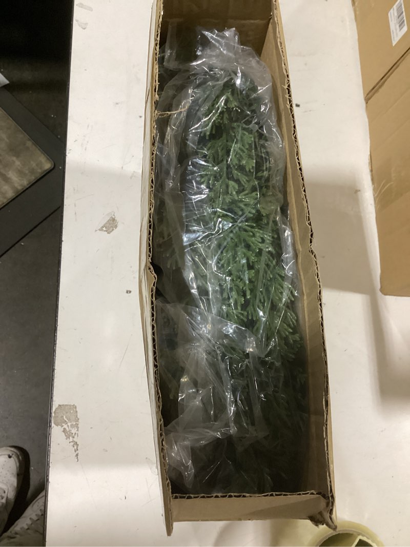 Condition photo showing New/Like New for 6FT Faux Cedar Garland, Real Touch Christmas Cypress Garland, Realistic Pine Cypress Bendable Branches for Mantel Decor Fireplace Staircase Table Centerpiece Indoor Outdoor Holiday Winter Decor B-Thick & Lush 6FT