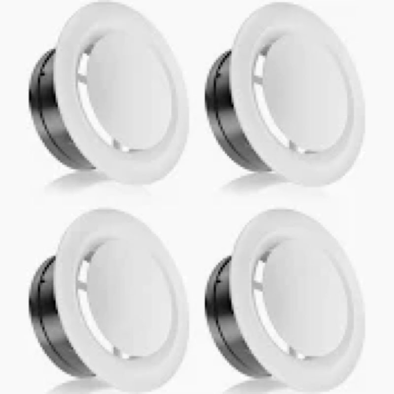 HG Power 8 Inch Vent Cover Adjustable - 4 Pack White ABS Round Ceiling Vent for Living Room, Attic, 