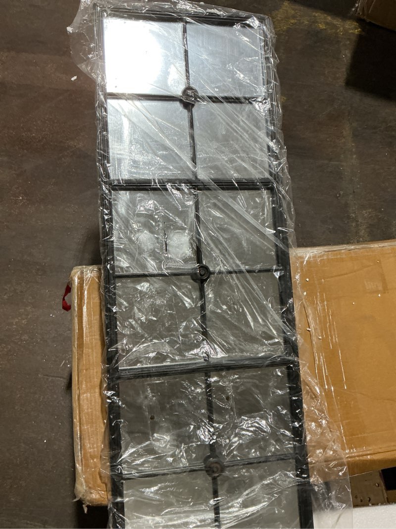 Condition photo showing As Is for creative co-op inc. 65-1/8 inch iron mirror in black.