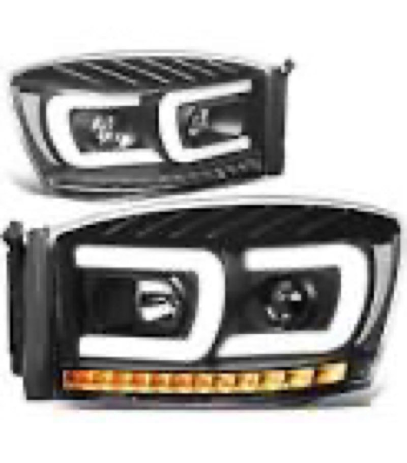 fullux led drl headlights assembly compatible with 2006-2008 dodge ram 1500 2500 3500 left right sid