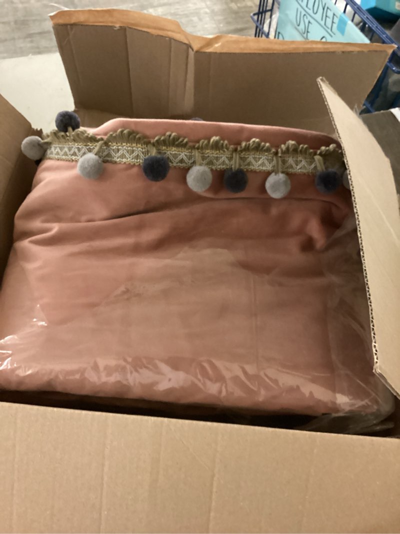 Condition photo showing Good Condition for melodieux pink pom pom blackout curtains 84 inches long for bedroom, cute boho blackout curtains for kids nursery, living room thermal insulated privacy cotton drapes girls room, 52" w x 84" l 52"w x 84"l (pack of 2) pink