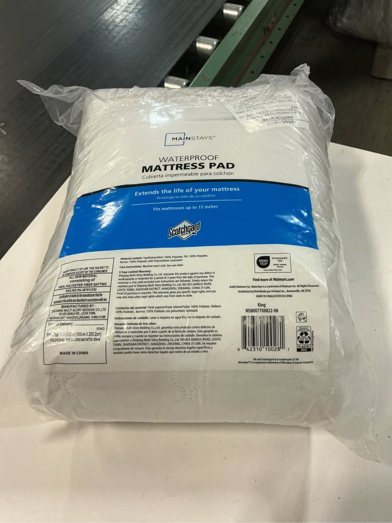 Condition photo showing Good Condition for mainstays waterproof mattress pad, king 76 in x 80 in