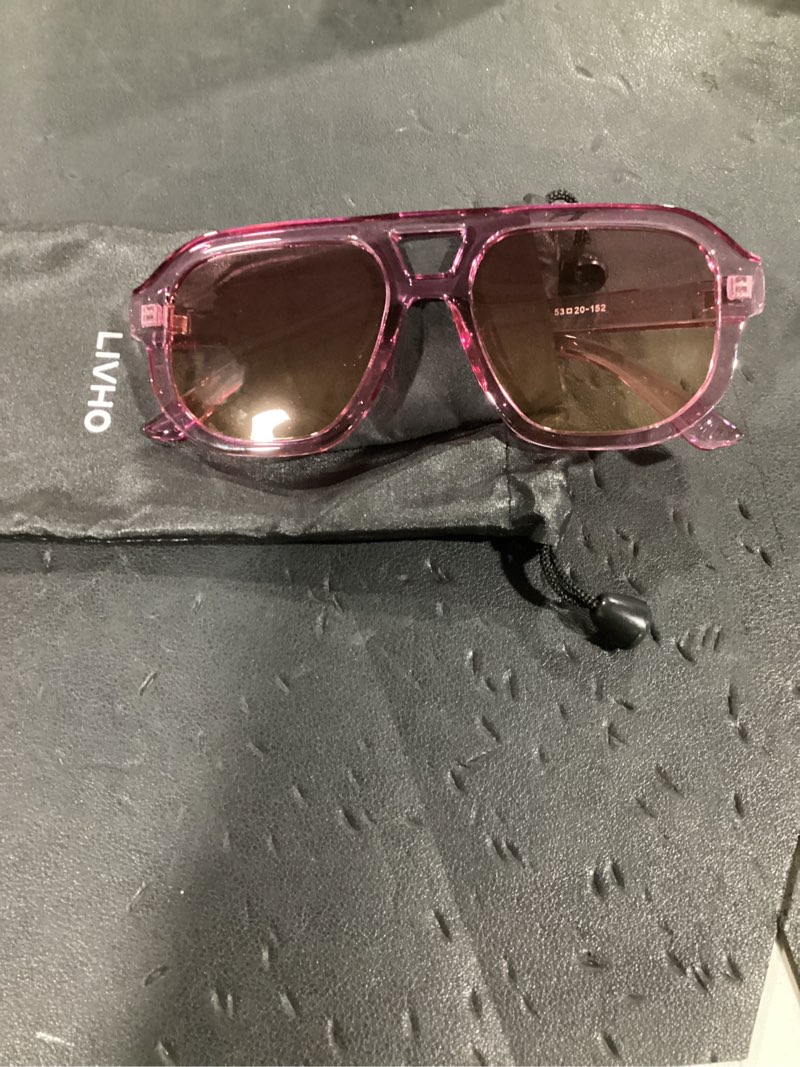 Condition photo showing As Is for (similar) livho trendy polarized square aviator sunglasses women men square eyewear frame, retro sun glasses for women men 2025 shades brown tortoise/brown + clear purple/purple gradient brown polarized