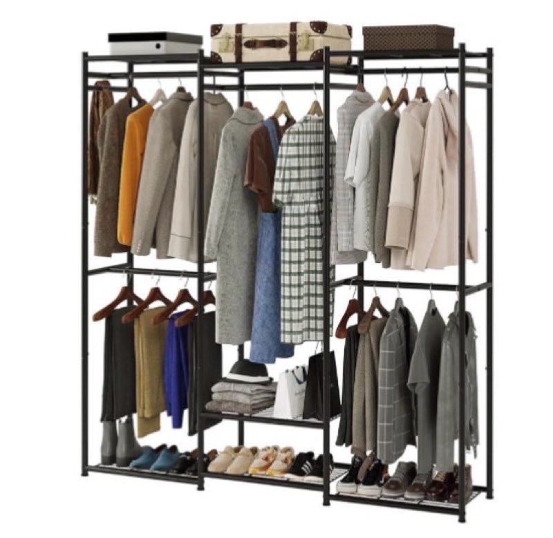 VicHomey Wardrobe Closet Tall Size, Clothes Rack with Hanging Areas and Storage Shelves, Closet Orga