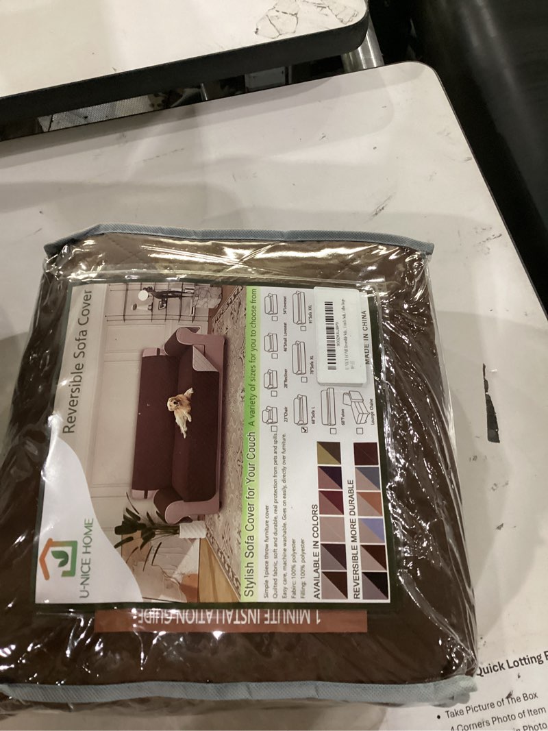 Condition photo showing Good Condition for u-nice home reversible sofa cover washable couch cover for dogs friendly with elastic straps water repellent furniture protector for 3 cushion couch (sofa, coffee/beige) coffee/beige 68"sofa l - large