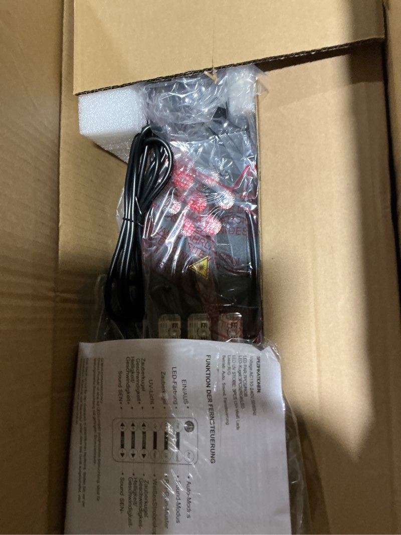 Condition photo showing Good Condition for DJ Lights with Stand,5 in 1 Dj Lights for Parties Disco Ball Stage Party Light Set with Sound Activated Control, UV,Strobe, Dyeing, Led Par Light and Pattern Lighting for Bar Wedding Christmas-1PC