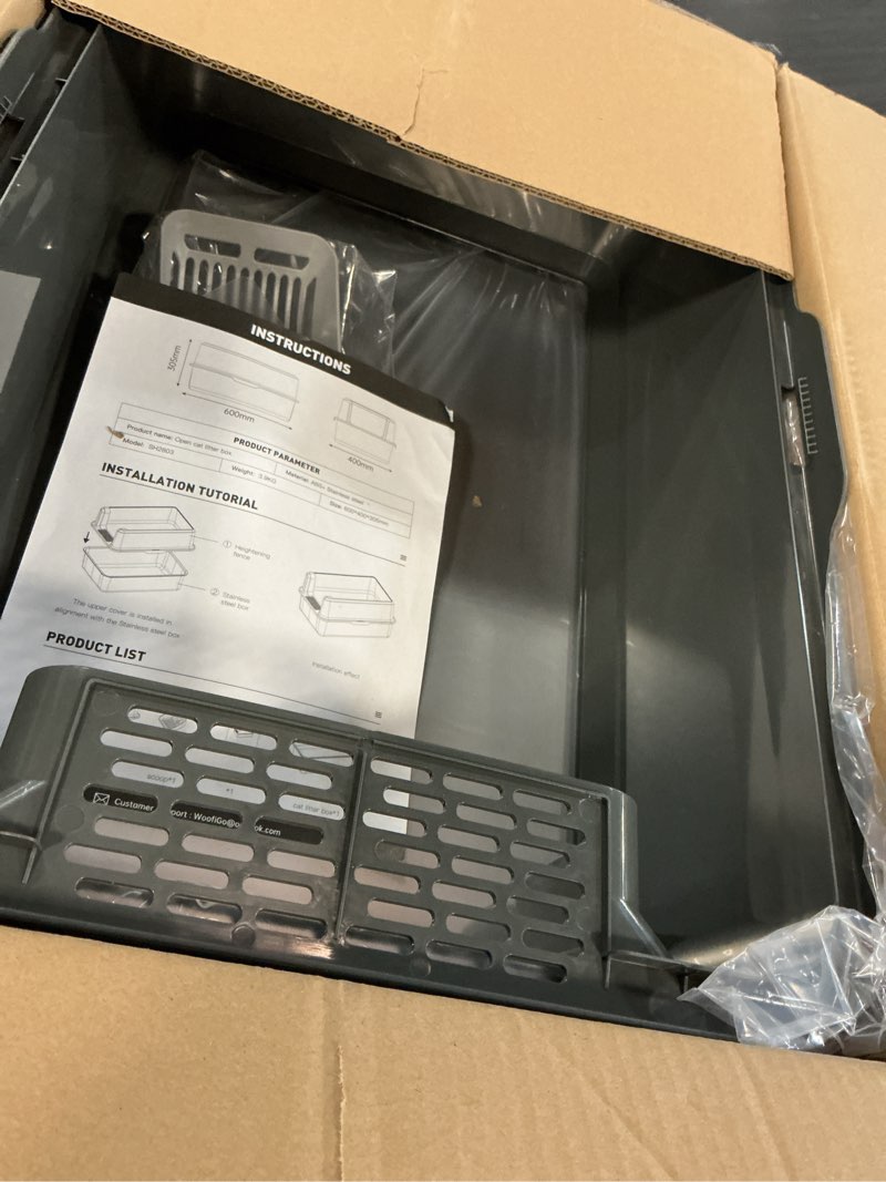 Condition photo showing Good Condition for enclosed stainless steel cat litter box with lid, xl extra large litter box for big cats, metal litter pan high sided, never absorbs odors, anti-urine leakage, easy cleaning, include scoop 5 - dark gray (pack of 1)