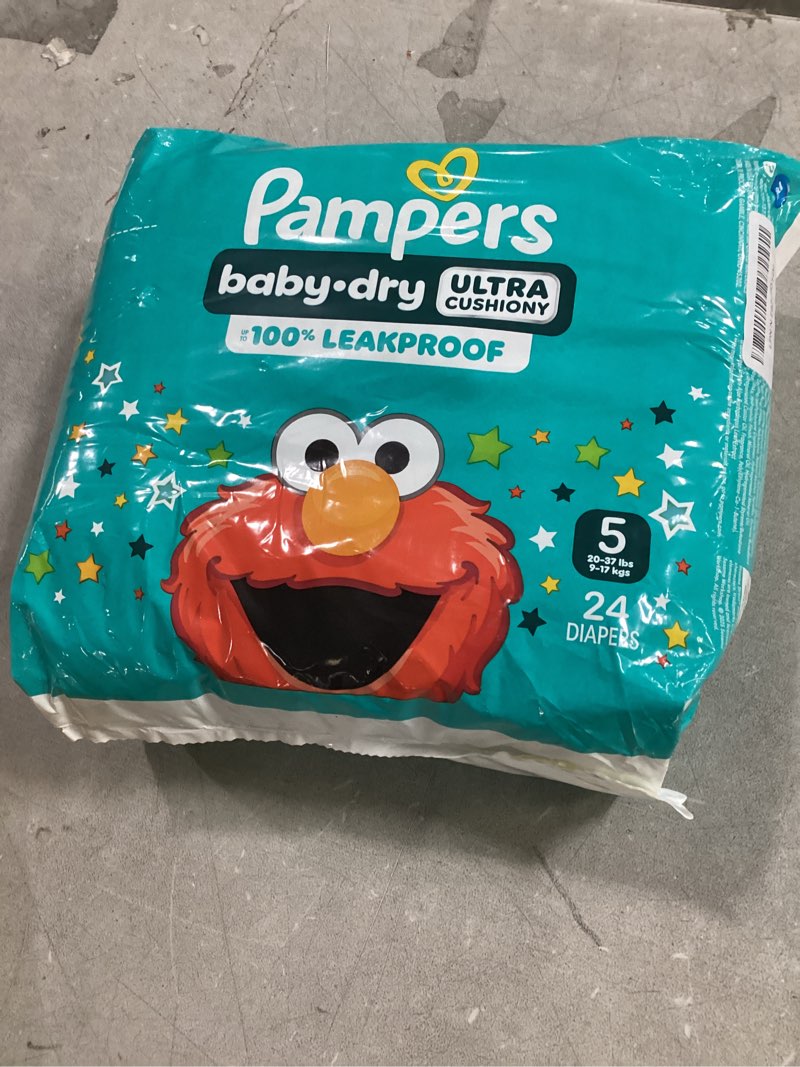Condition photo showing New/Like New for pampers diapers - baby dry - size 5, 24 count, absorbent disposable infant diaper (packaging may vary) size 5 24