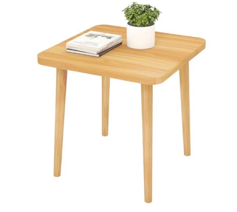 simple end table,modern side table with 4 solid wood sturdy legs for living room,nightstand bedside table for bedroom balcony (natural )