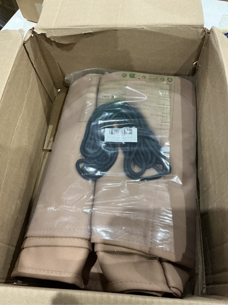 Condition photo showing Good Condition for nicetown 2 panels weighted blackout curtains patio waterproof outdoor curtains, thermal insulated top & bottom grommet & back tab wind-break drapes privacy for pergola, w52 by l84, tan-khaki 52"w x 84"l (pack of 2) tan