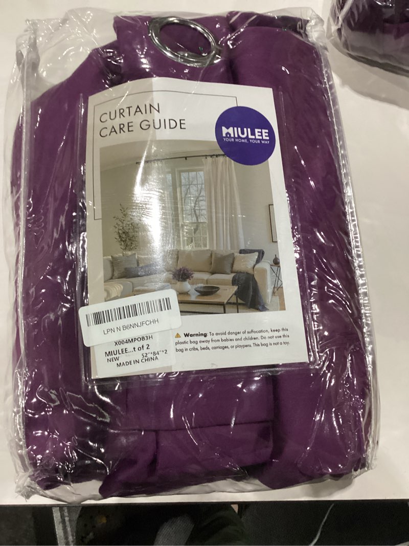 Condition photo showing New/Like New for miulee velvet curtains purple orchid elegant grommet thermal insulated soundproof room darkening curtains/drapes for classical living room bedroom decor 52 x 84 inch set of 2 purple orchid 52"w x 84"l (pack of 2)