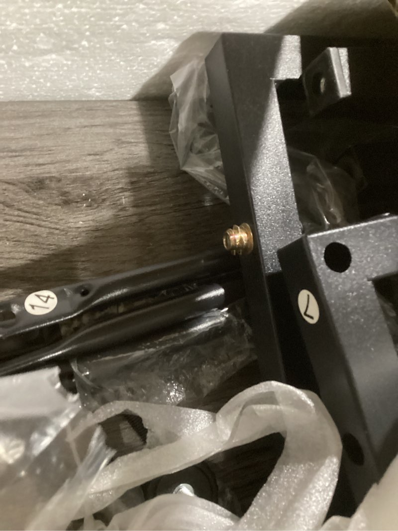 Condition photo showing Good Condition for Huuger L Shaped Office Desk with Power Outlets, 47 Inch Computer Desk with 3 Drawers, Shelves, for Gaming, Corner Work, Home Office, Study, Grey Grey 47inch