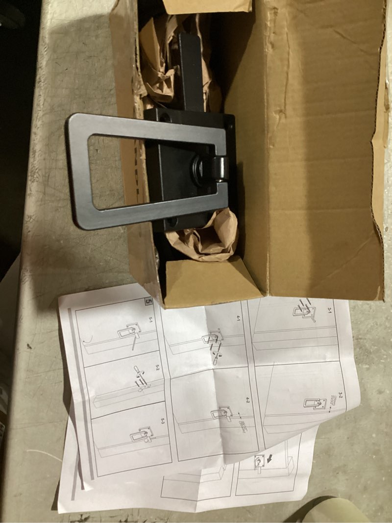 Condition photo showing As Is for possibly incomplete hardware.. heavy duty gate , double side gate latches, matte black fence , garden door , pool gate