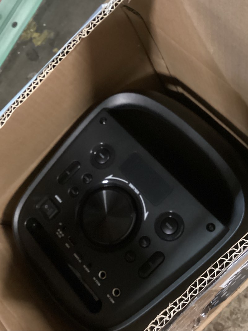 Condition photo showing Good Condition for jyx karaoke machine with 1 microphone for adults, big bluetooth party speaker with led disco light, support tws/usb/aux/tf card input, perfect for outdoor, home, stage subwoofers no rollers--1 mics