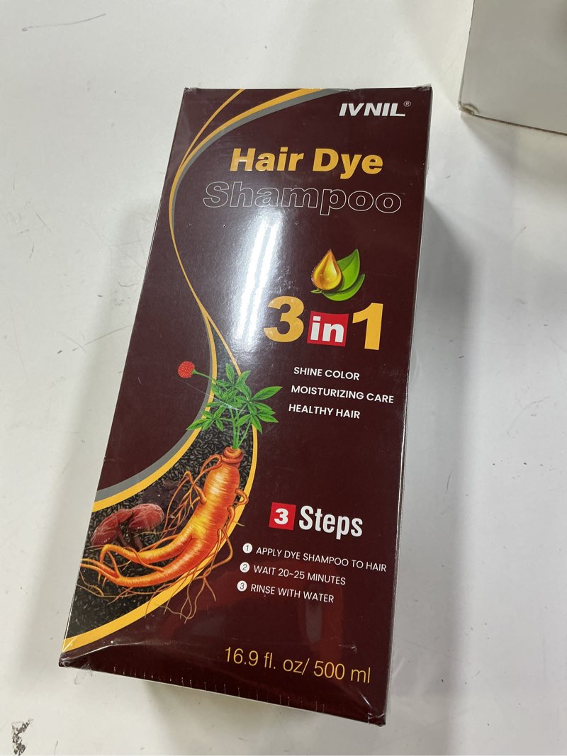 Condition photo showing New/Like New for ivnil chestnut brown hair dye shampoo 3 in 1 hair color for women & men - herbal ingredients color in minutes 500ml