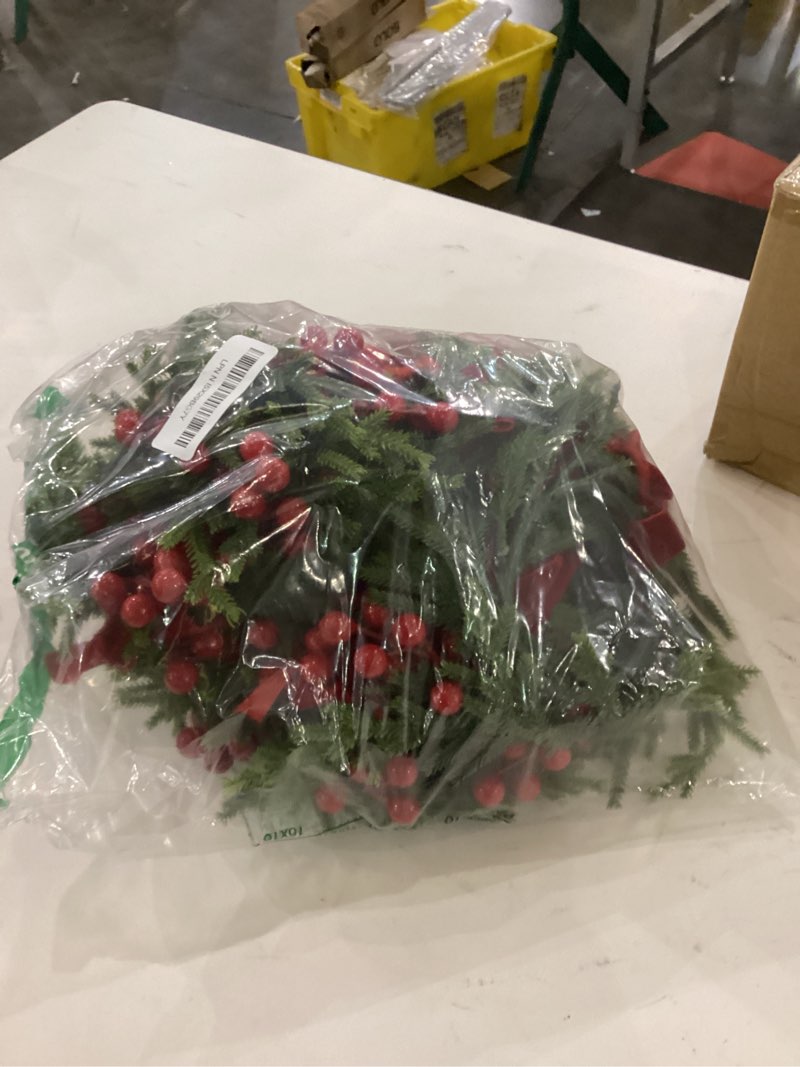 Condition photo showing New/Like New for 8 Pcs 11 Inch Mini Christmas Wreath for Cabinets Kitchen, Hanging Small Christmas Wreaths with Red Bows Cedar Branchs Red Berry Clusters for Kitchen Cabinet Fireplace Window Front Door Wall Decor 8 11 Inch