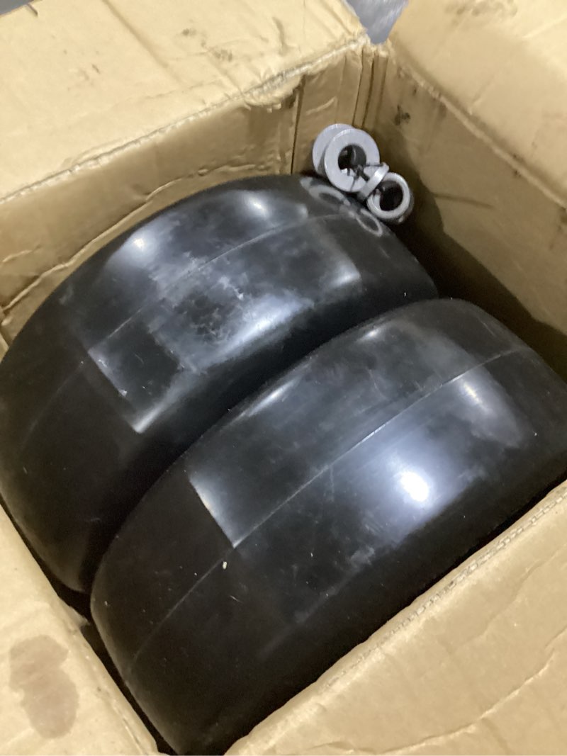 Condition photo showing New/Like New for (2 pack) 13x5.00-6 flat free tire and wheel,front zero-turn smooth tire with 3/4" & 5/8" precision bearings,3.25"- 5.9" center hub replacement for riding lawn mower,zero-turn mowers 2 pcs