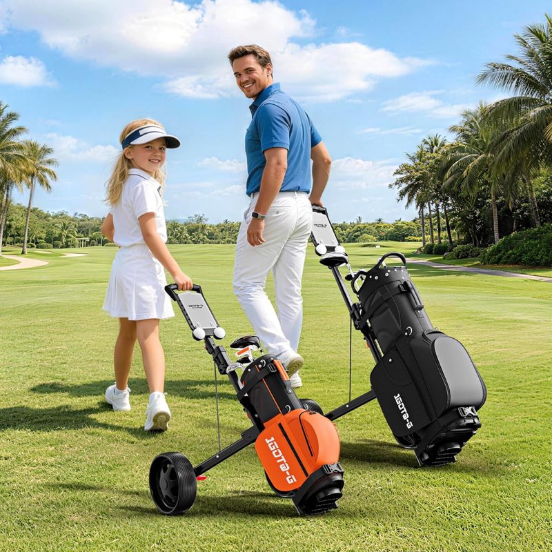 adjustable 2-wheel golf pull cart – junior golf push cart for ages 3 to adult, a