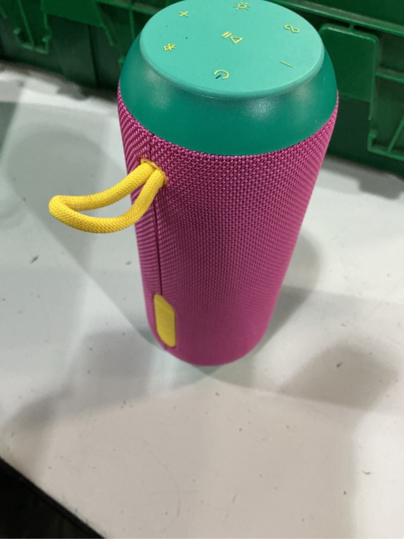 onn large rugged speaker with bluetooth wireless technology and led lighting, pink