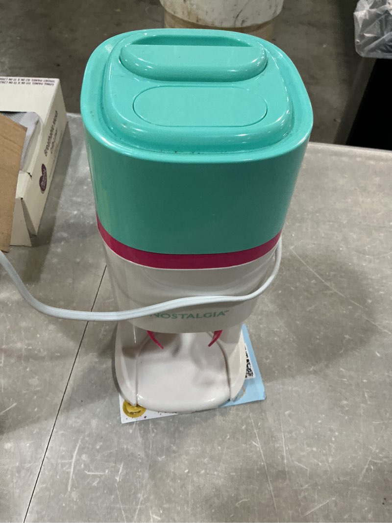 Condition photo showing As Is for nostalgia electric 80 watt ice shaver with ice mold & reusable cone, teal & white