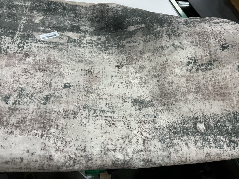 Condition photo showing As Is for area rugs 5x7 for living room bedroom, modern abstract machine washable large light green rug soft rug, low pile floor carpet with non slip backing for dining room light green/cream 5' x 7' (rectangular)