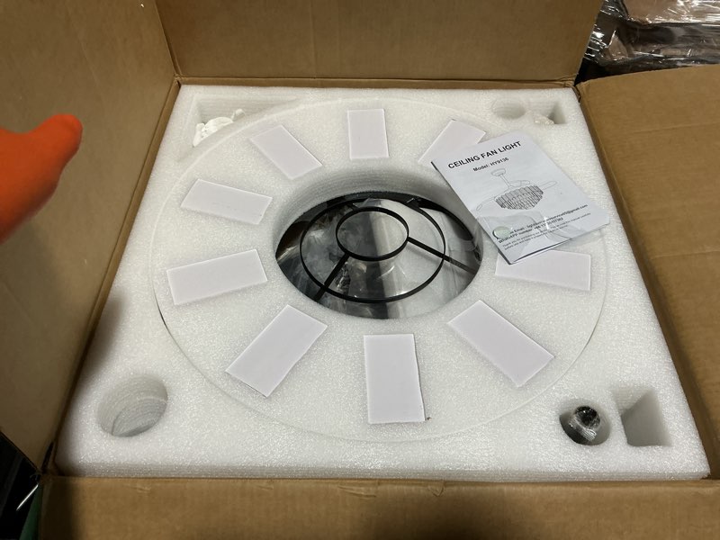 Condition photo showing New/Like New for 52 inch chandelier ceiling fan, fandelier retractable ceiling fan for bedroom living room, 3 color tempeature, 6-speed reversible motor, timer & memory function-black black 52 inch