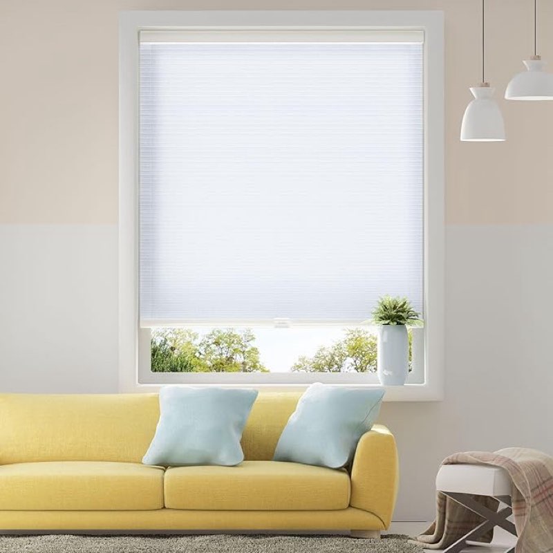 Blackout Cellular Shades Cordless Blinds Window Shades for Home, 39W x 64H, White(Blackout)