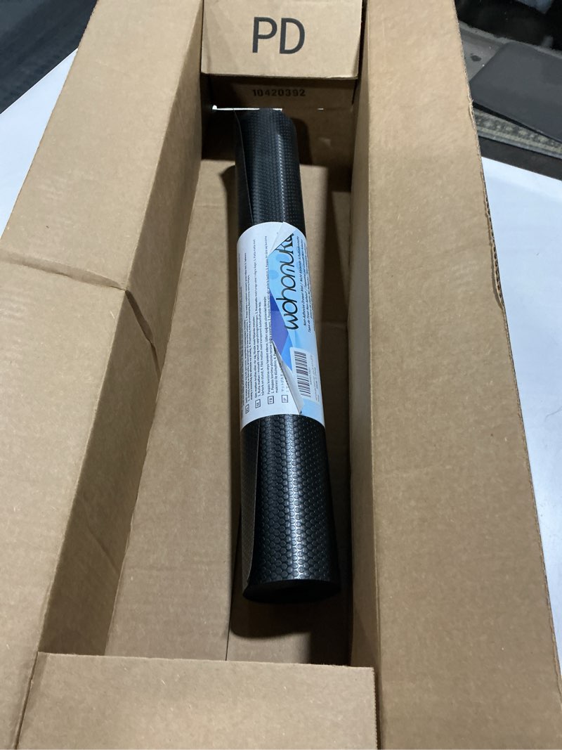 Condition photo showing Good Condition for wohomuke Shelf Liners 20 inch x 20 ft Shelf Liners for Kitchen cabinets nonstick Shelf Lining Drawer Mats EVA Protector for Cupboard (Black,20 inch x 20 ft) Black 20"W x 240"L