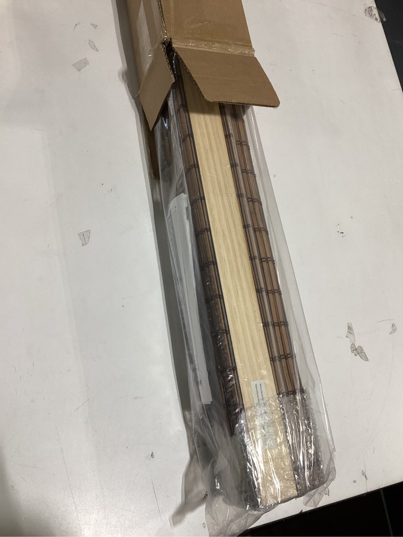 Condition photo showing Good Condition for lazblinds no-drill cordless roman shade - light filtering natural wood, easy install bamboo blind for windows 26" w x 48" h, malay umber malay umber 26"w x 48"h
