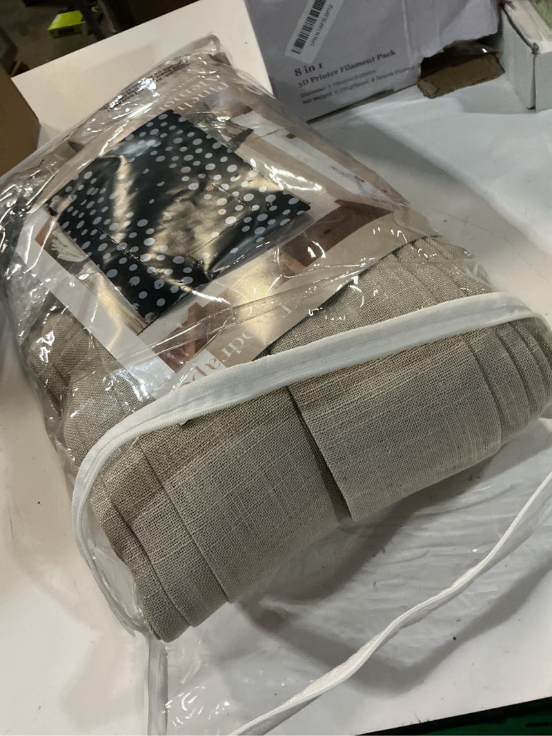 Condition photo showing Good Condition for taupe burlywood pinch pleated linen curtains 96 inches long for living room bedroom 2 panels light filtering pinch pleat hooks rings back tab neutral country farmhouse 96 inch window curtain drapes burlywood birch 40"w x 96"l (pack of 2)
